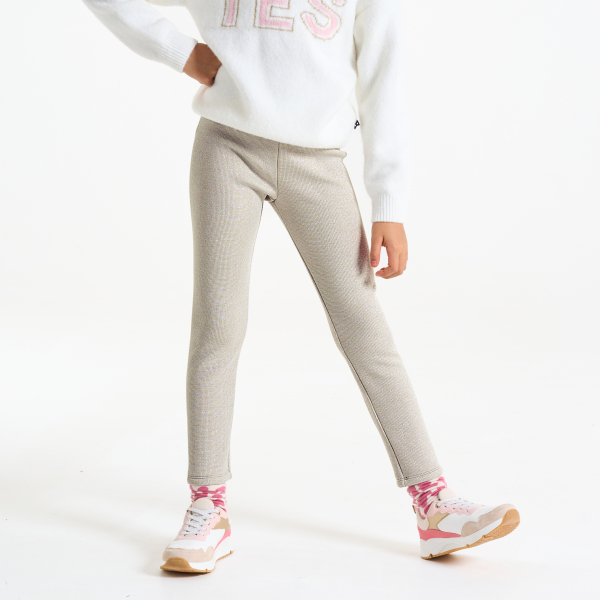 لجينز من قماش ميلانو البيج للبنات